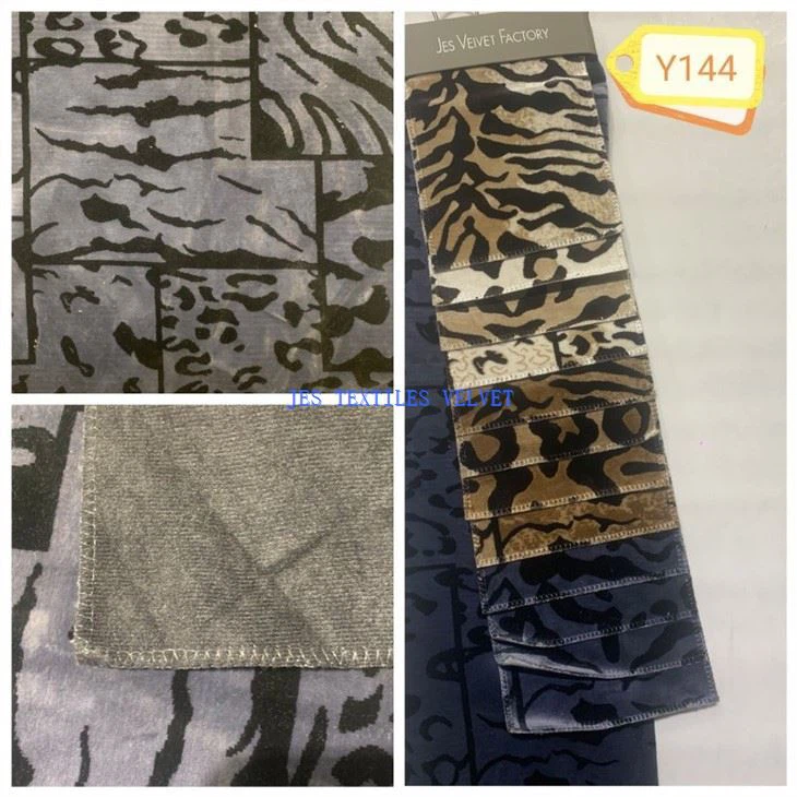 Leopard Print Tiger Print Velvet Fabrik Jacquard berwarna-warni
